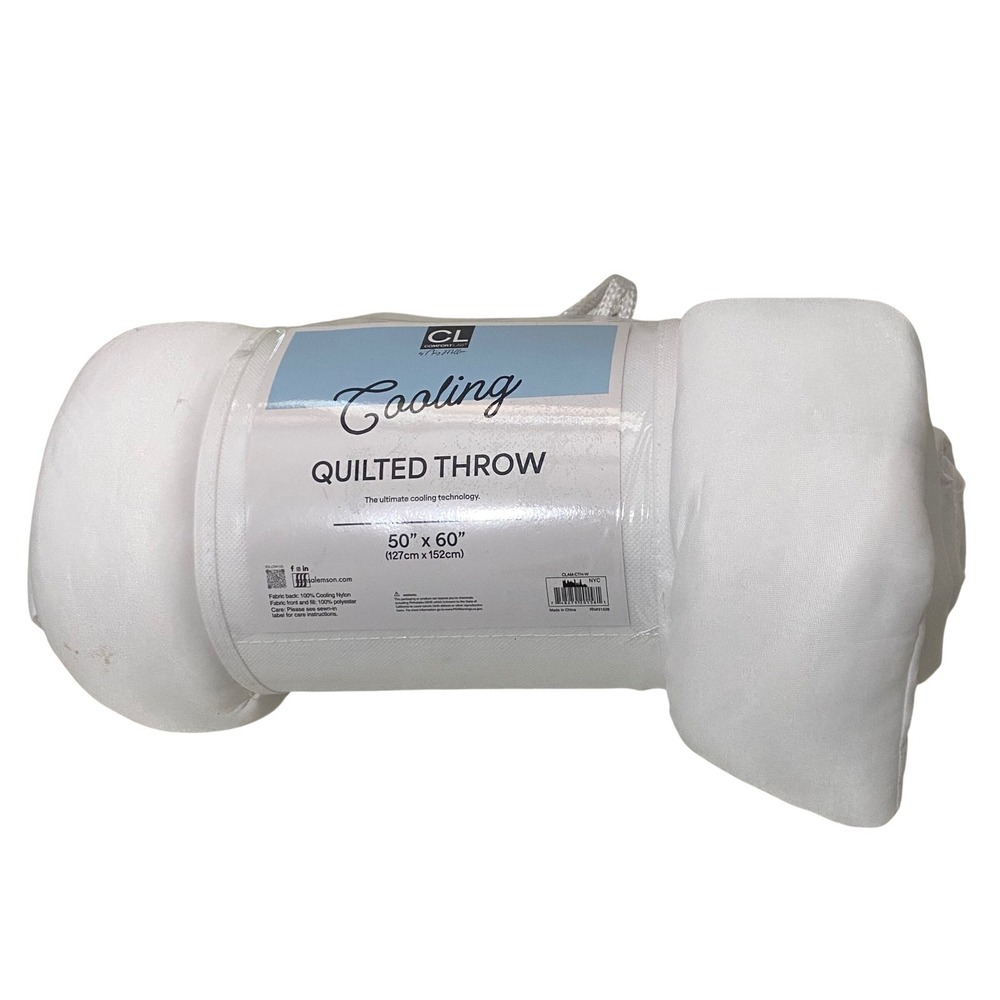 Comfort Lab Amy Miller Cooling Quilted‎ Throw Blanket 50" x 60" White Sleeping
